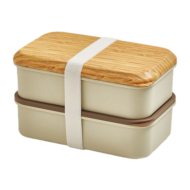 Double-layer bento box for office workers and students, light food lunch box with lid, microwave heating portable lunch box, light luxury style 104721172 Item Picture