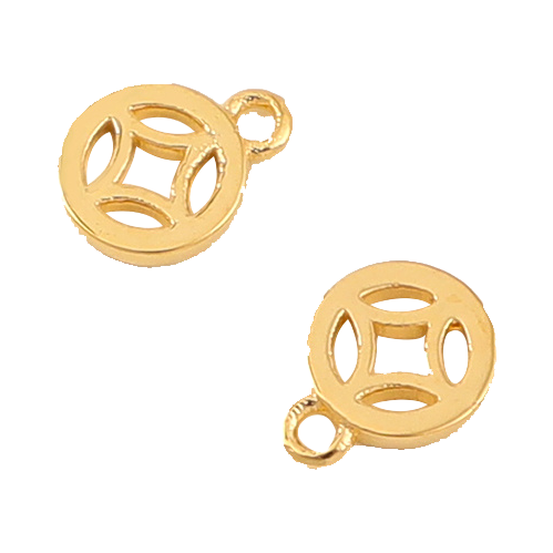 Golden circular hollowed-out pure silver pendant necklace accessory Item Picture