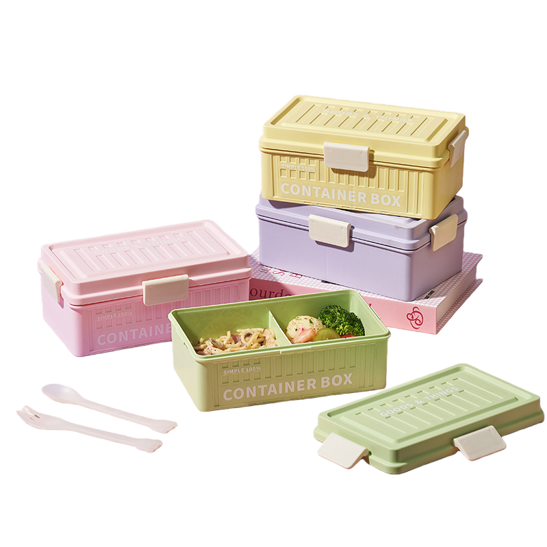 The fresh-keeping box with a lid, the lunch box that can be heated in the microwave, the container lunch box for office workers with meals, and the plastic sealed bento box Item Picture