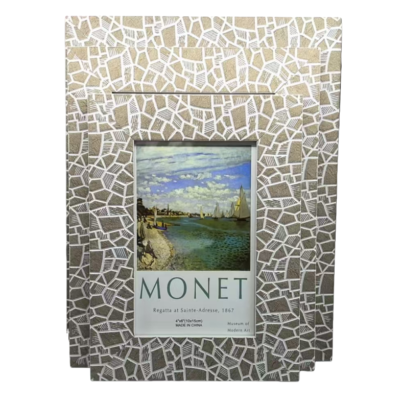 Stone-patterned photo frames, rectangular photo frames, European-style decorative photo frames, picture frames, empty frames, mounting and display tables. Factory direct sales and wholesale. Three colors available Item Picture