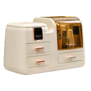 Cosmetics storage box with mirror, desktop, dressing table, integrated storage rack, dust-proof, large-capacity skin care products storage box - Basic model 144922102 Application Scenario