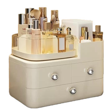 Rotatable cosmetics storage box, home desktop organization, drawer-type skin care product rack, large-capacity organization box 151621909 Application Scenario