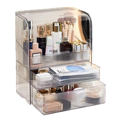 Light luxury internet-famous cosmetics storage box, dormitory desk dust-proof home organization box, dressing table, skin care products shelf, 151756250 Application Scenario