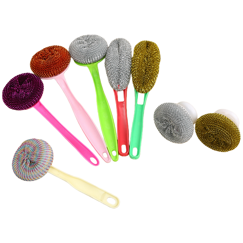 This is a powerful tool for scrubbing POTS with handles. It uses steel wool balls to scrub POTS and dishes without shedding threads. It also uses iron wire balls for kitchen and household cleaning Item Picture