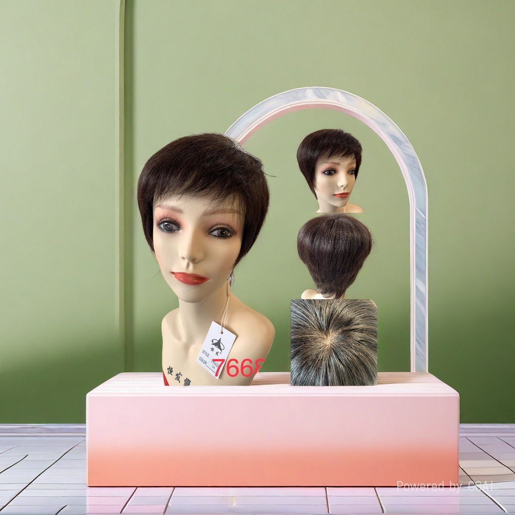 Piezas de peluca de pelo real lacewig peluca de pelo real 180g natural respirable en stock doméstico Specification image