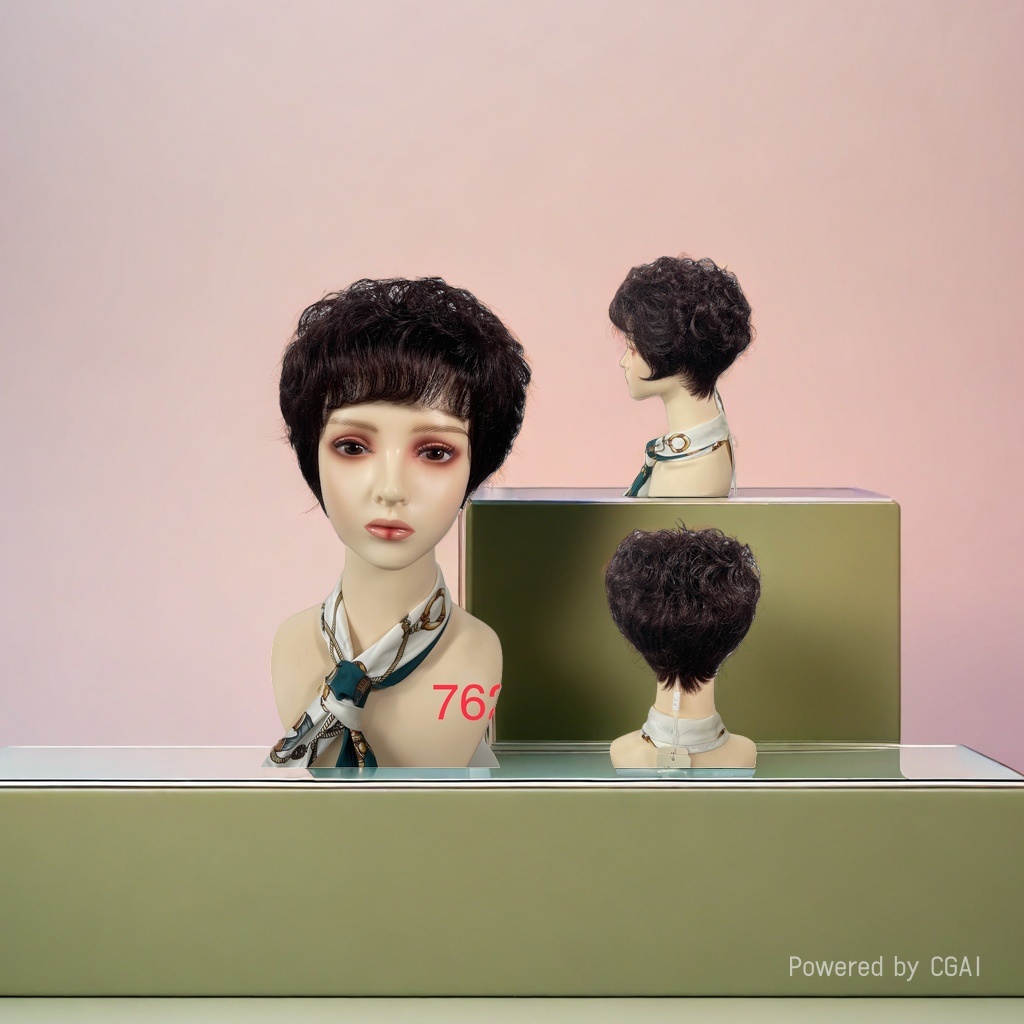 Short fashionable wigs for women with African straight and curly hair styles are in domestic stock details Picture