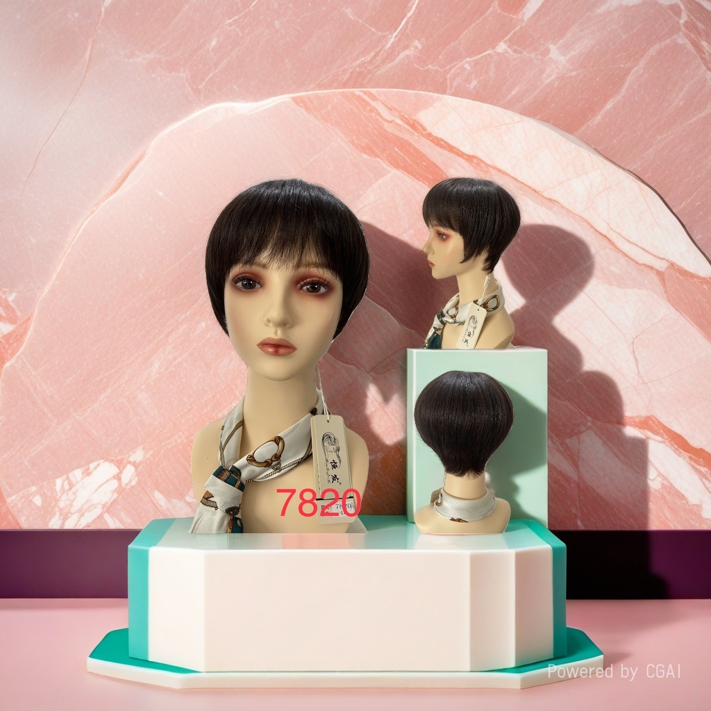 Cross-camera wig: A fashionable short straight wig for women