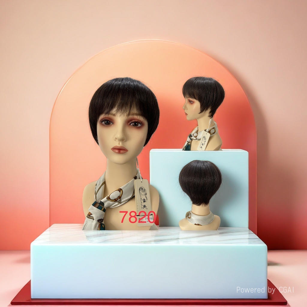 Peluca espejo cruzado mujer cabello corto cabello recto moda estilo corto peluca Specification image