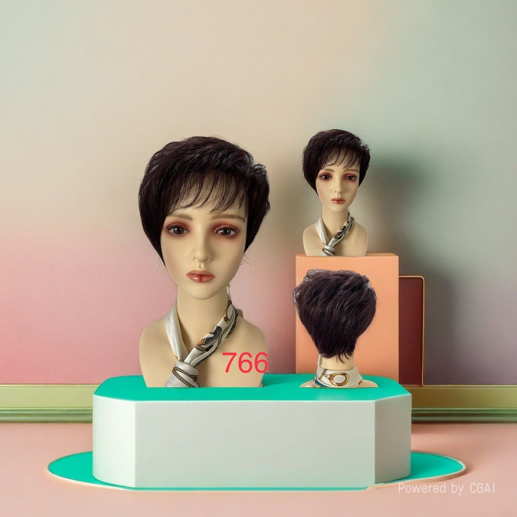 Ladies' short straight hair wig, model head, 18cm fashionable short style, domestic African hair