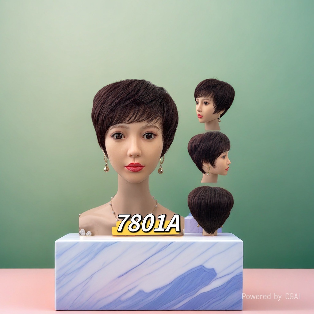 Cross-camera wig for women's short straight hair, highly realistic, breathable, light and natural details Picture