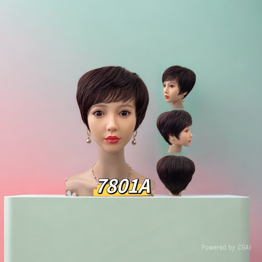 Cross-camera wig for women's short straight hair, highly realistic, breathable, light and natural Specification image