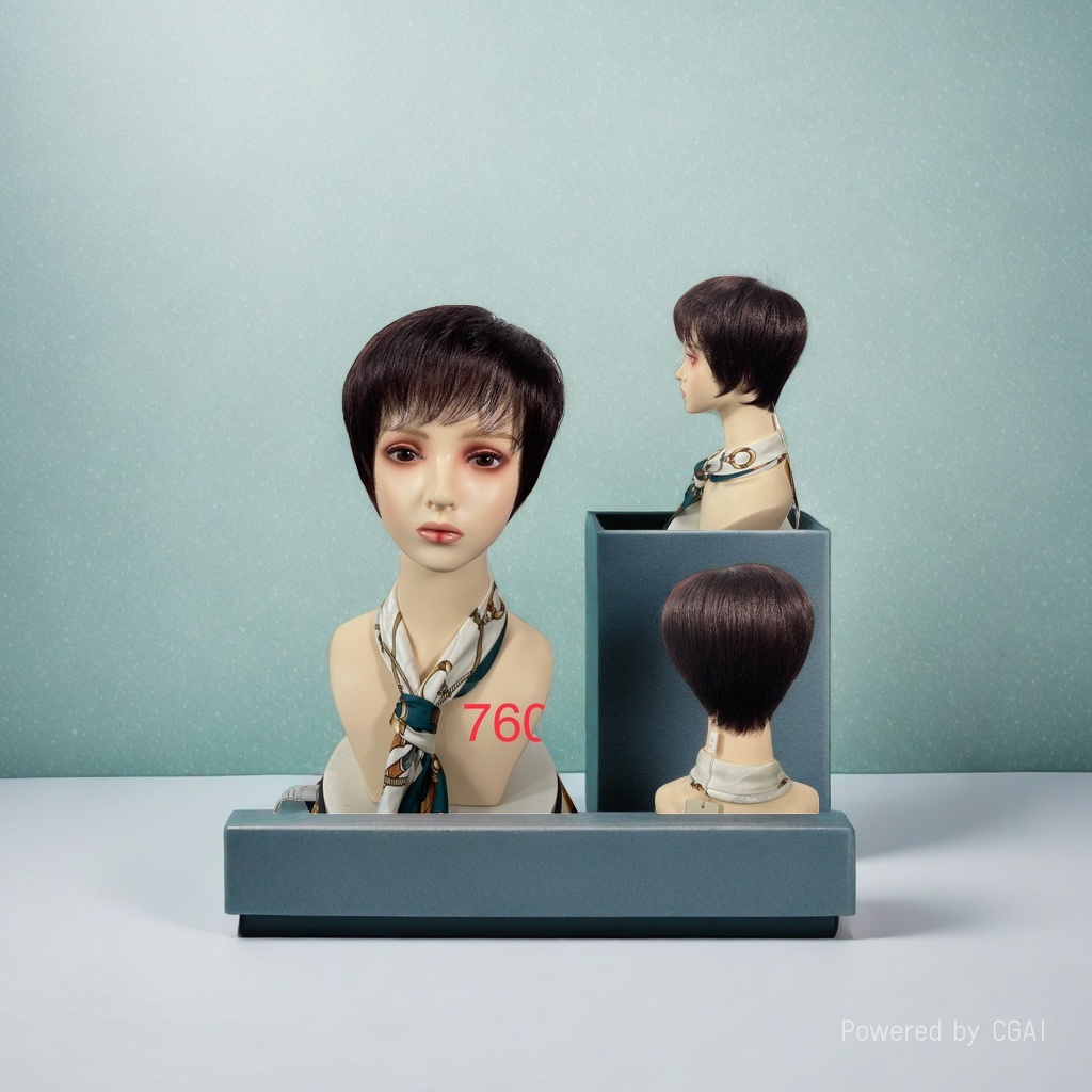 Cross-camera wig for women, short straight hair, high-temperature silk, light and breathable, for daily commuting Specification image