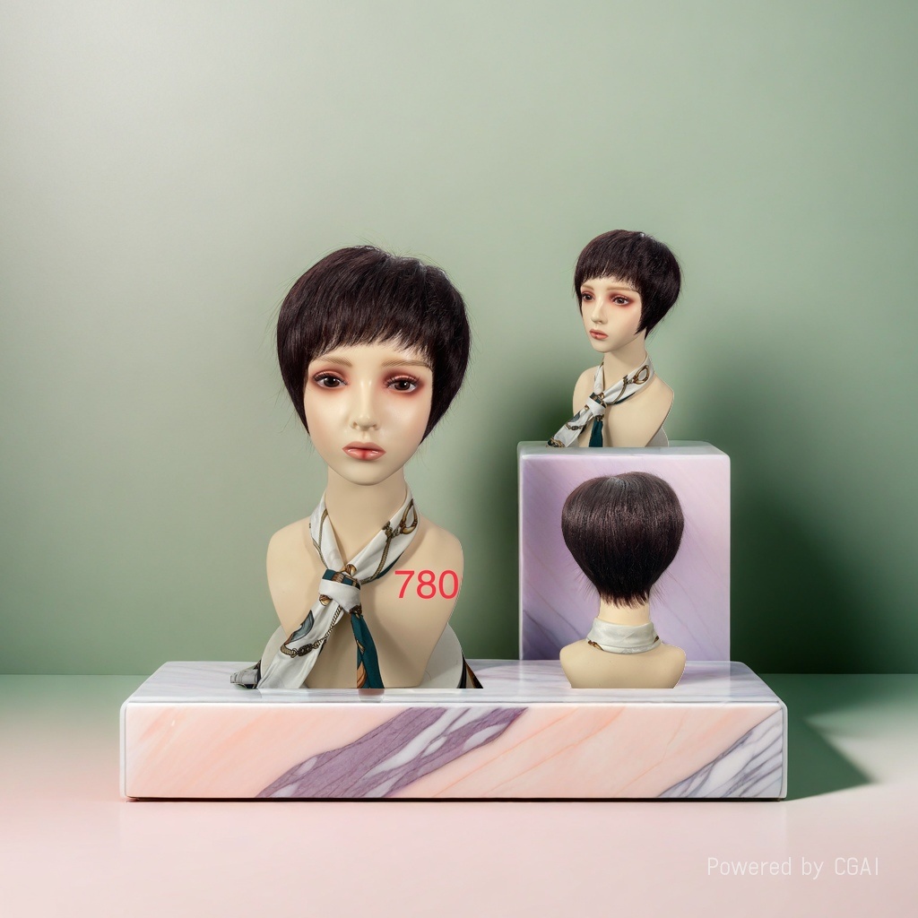 Short straight hair wig for women, model head, fashionable short domestic African wig Application Scenario