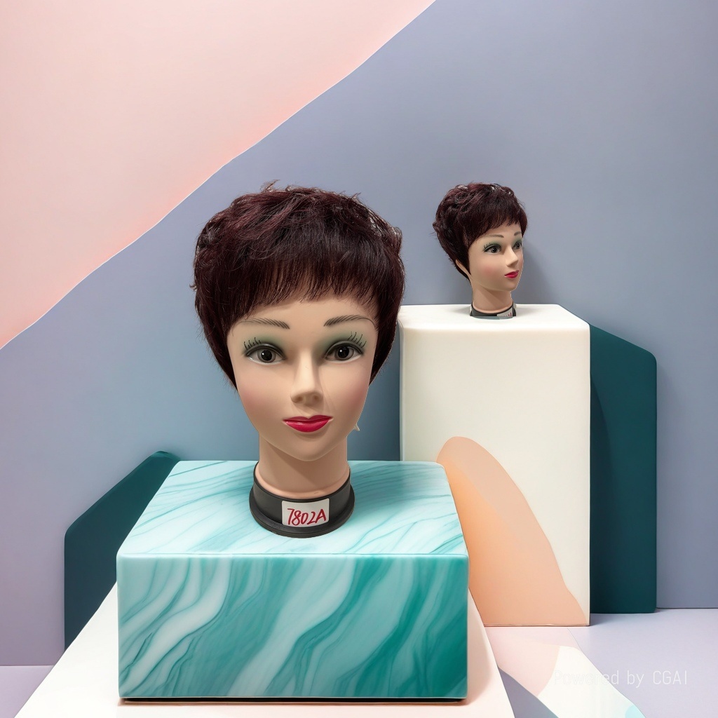 Cross-camera wig for women, short straight hair, high-temperature silk, fashionable short style, breathable and lightweight 1 Specification image