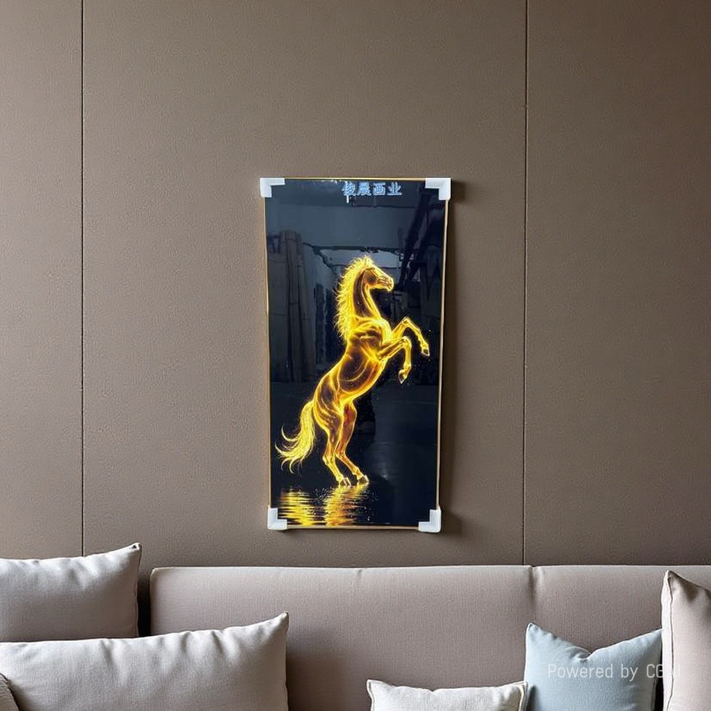 晶瓷画现代装饰画骏马玄关晶钻卧室客厅现代装饰画
