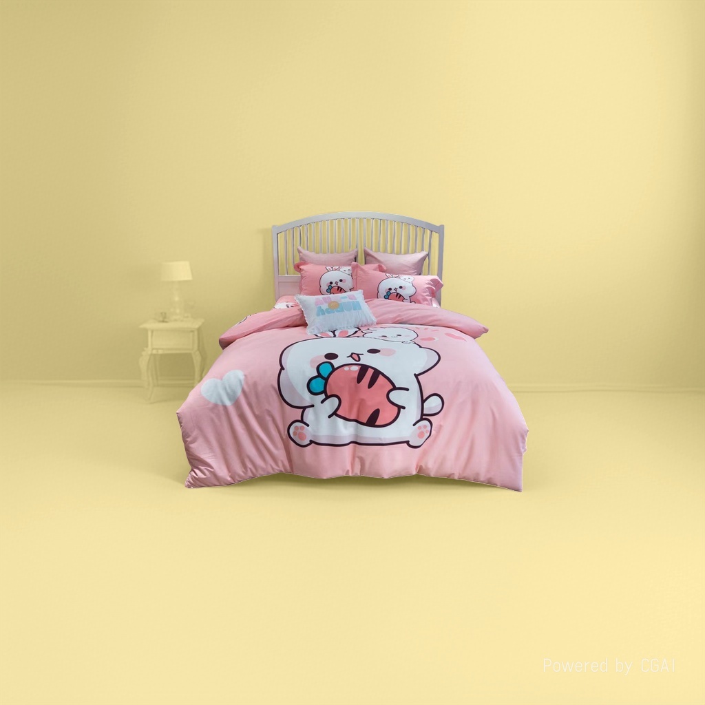 Pink cartoon aerial butterfly wedding bedding Four-piece set, wedding home textile wedding red envelope button set 090644023