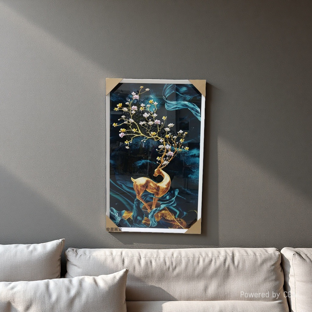 麋鹿晶瓷画家居装饰画画壁画海报墙壁艺术卧室客厅现代装饰画