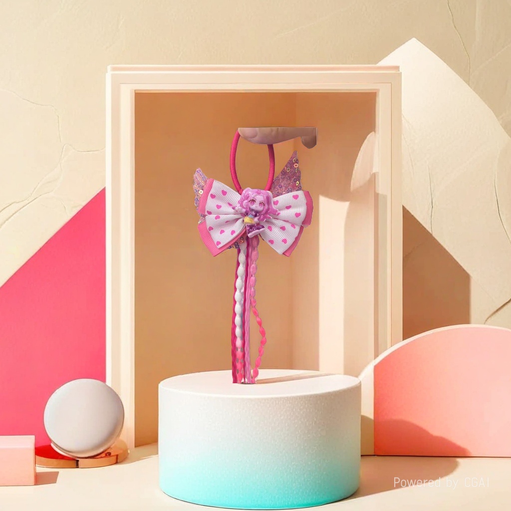 Pink bow sports headband, yoga headscarf, sweat-absorbing and sweat-wiping wristband Specification image