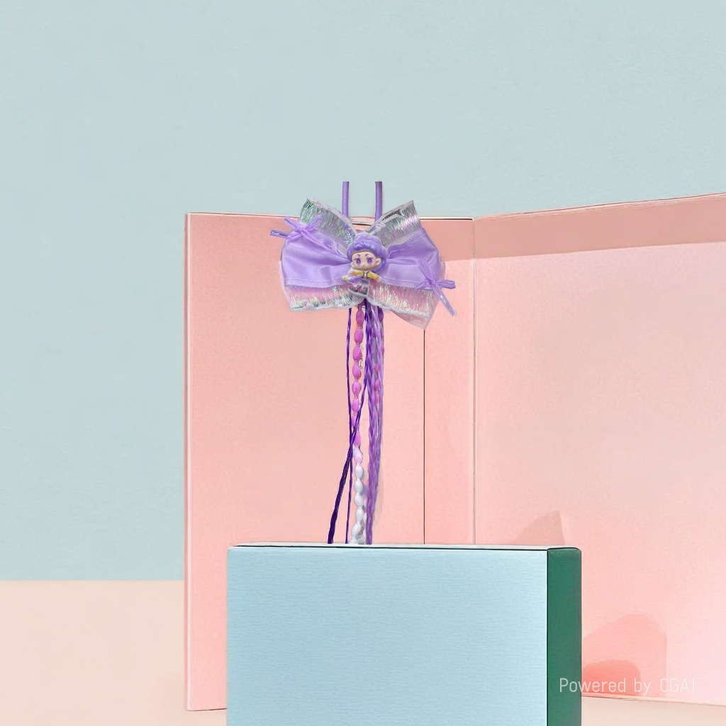 Purple bow pearl headband, Hanfu headband, women's hair accessory details Picture