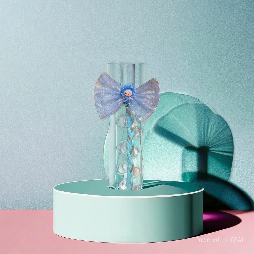 Intangible cultural heritage velvet flower blue bow hair accessory, doll-shaped pendant, hairpin for women, simple plastic accessories for summer