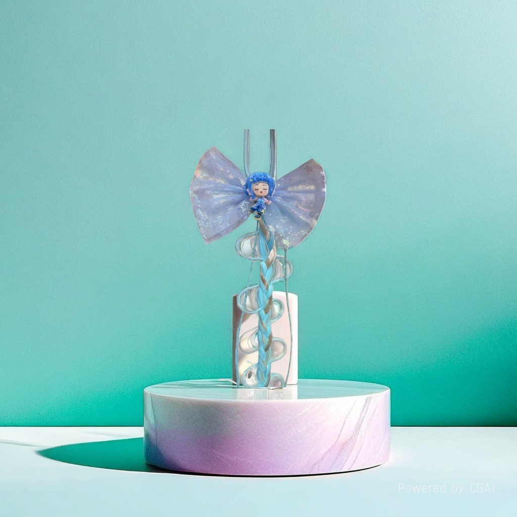 Intangible cultural heritage velvet flower blue bow hair accessory, doll-shaped pendant, hairpin for women, simple plastic accessories for summer details Picture