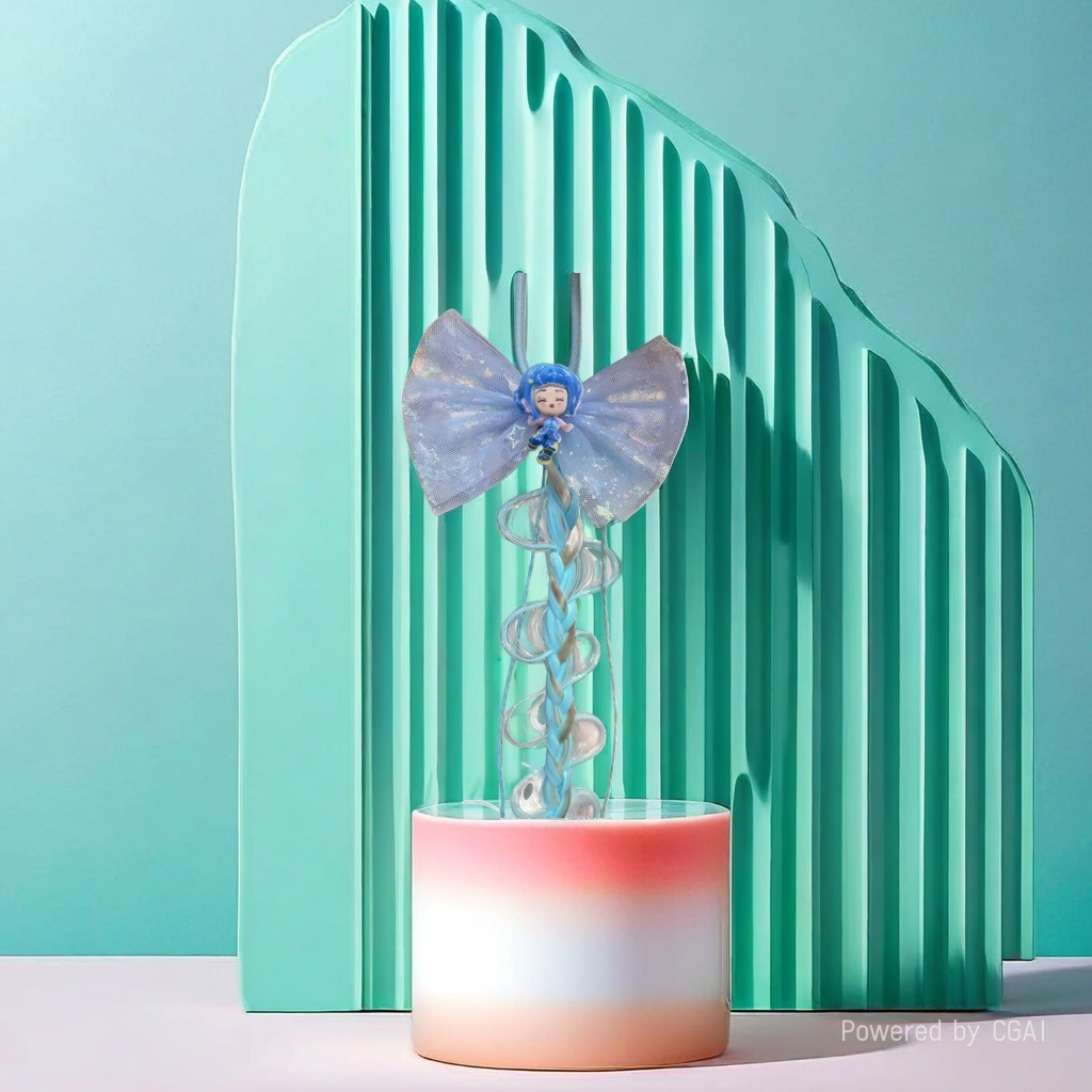 Intangible cultural heritage velvet flower blue bow hair accessory, doll-shaped pendant, hairpin for women, simple plastic accessories for summer Application Scenario