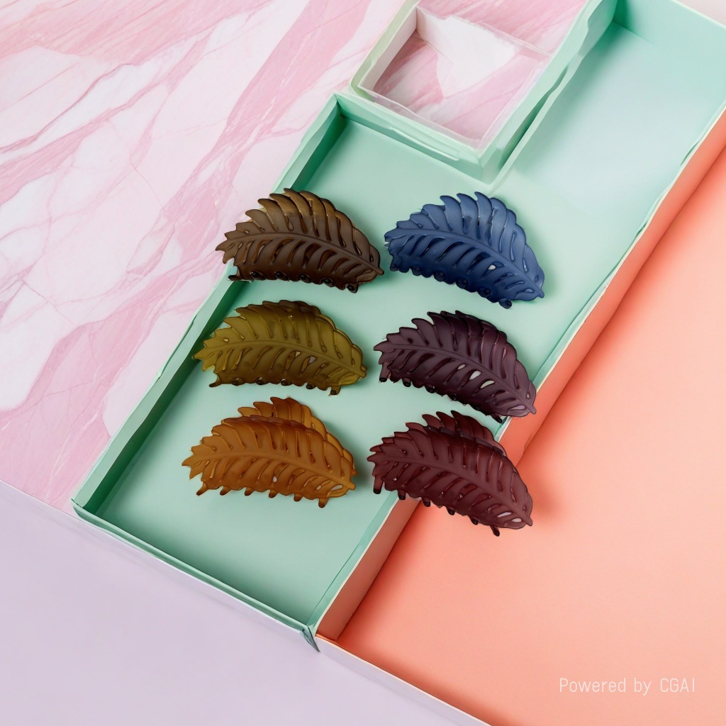 Leaf-shaped hair clips, shell hair bands, acetic acid accessories, Hanfu head ornaments Specification image