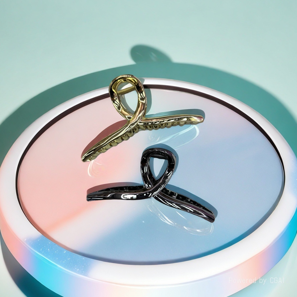 Metallic gold and black grab clip banana shark hairpin, fashionable and simple hairpin Application Scenario