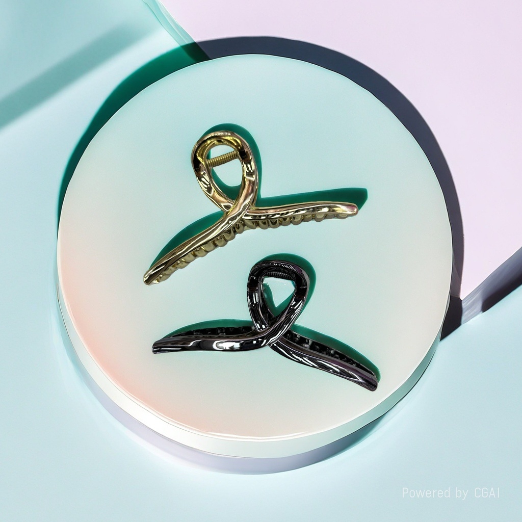 Metallic gold and black grab clip banana shark hairpin, fashionable and simple hairpin Specification image