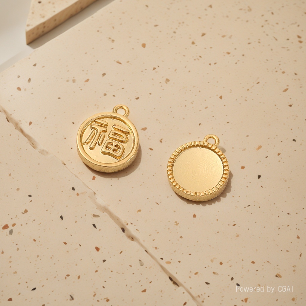 Gold-plated golden "Fu" character pendant necklace accessory details Picture