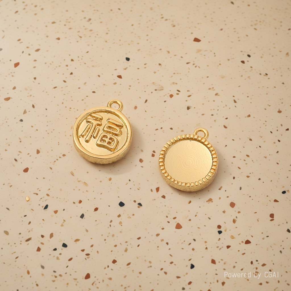 Gold-plated golden "Fu" character pendant necklace accessory