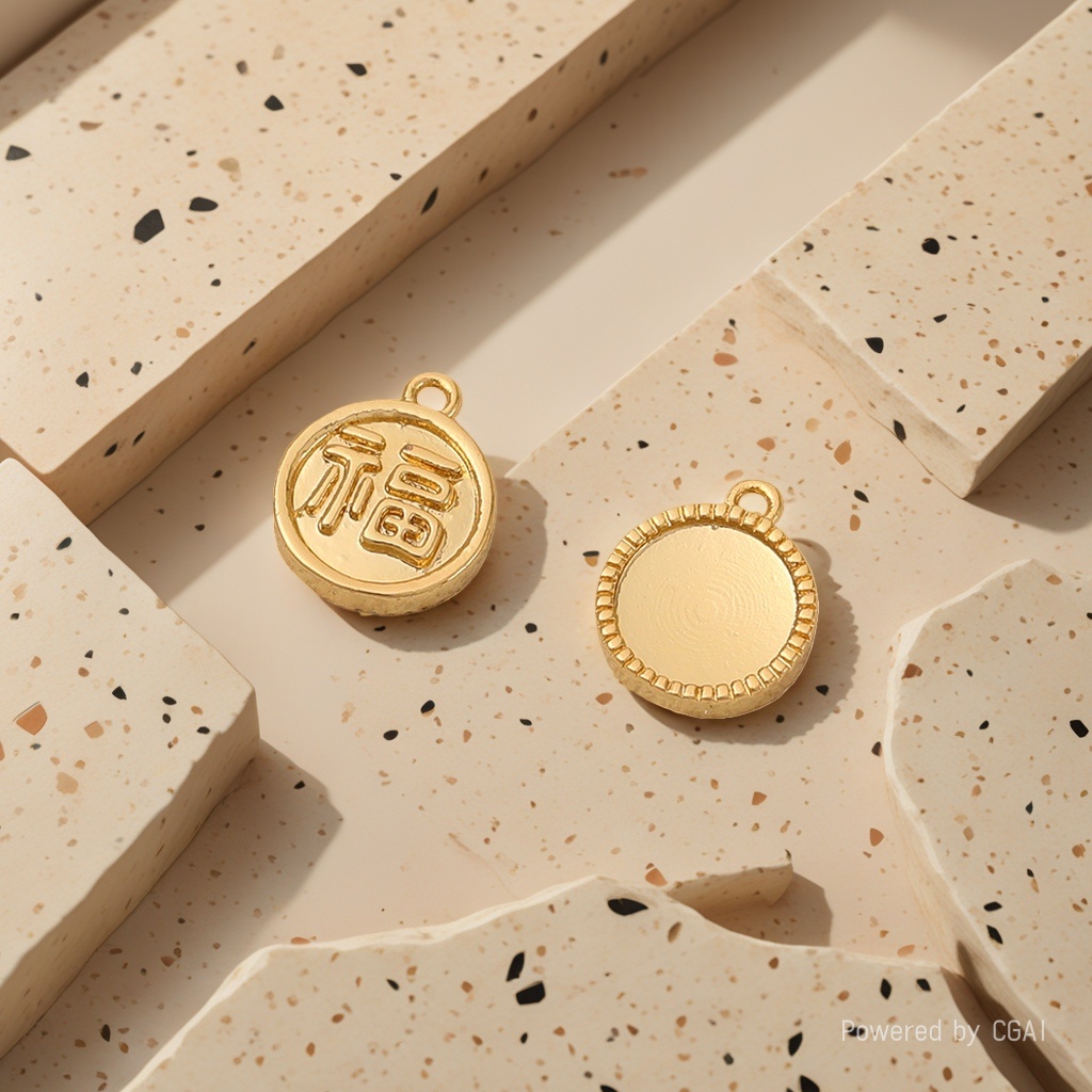Gold-plated golden "Fu" character pendant necklace accessory Specification image