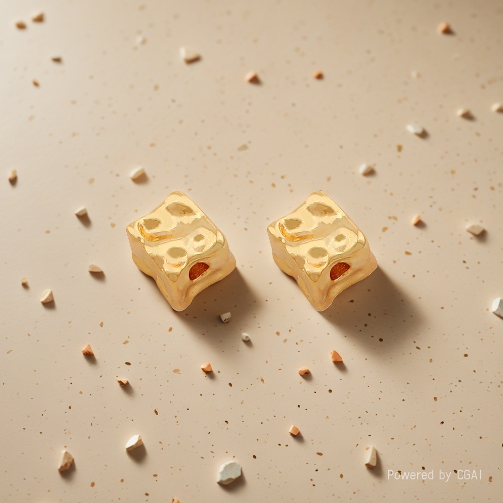 Golden cheese-shaped gold-plated jewelry accessories details Picture