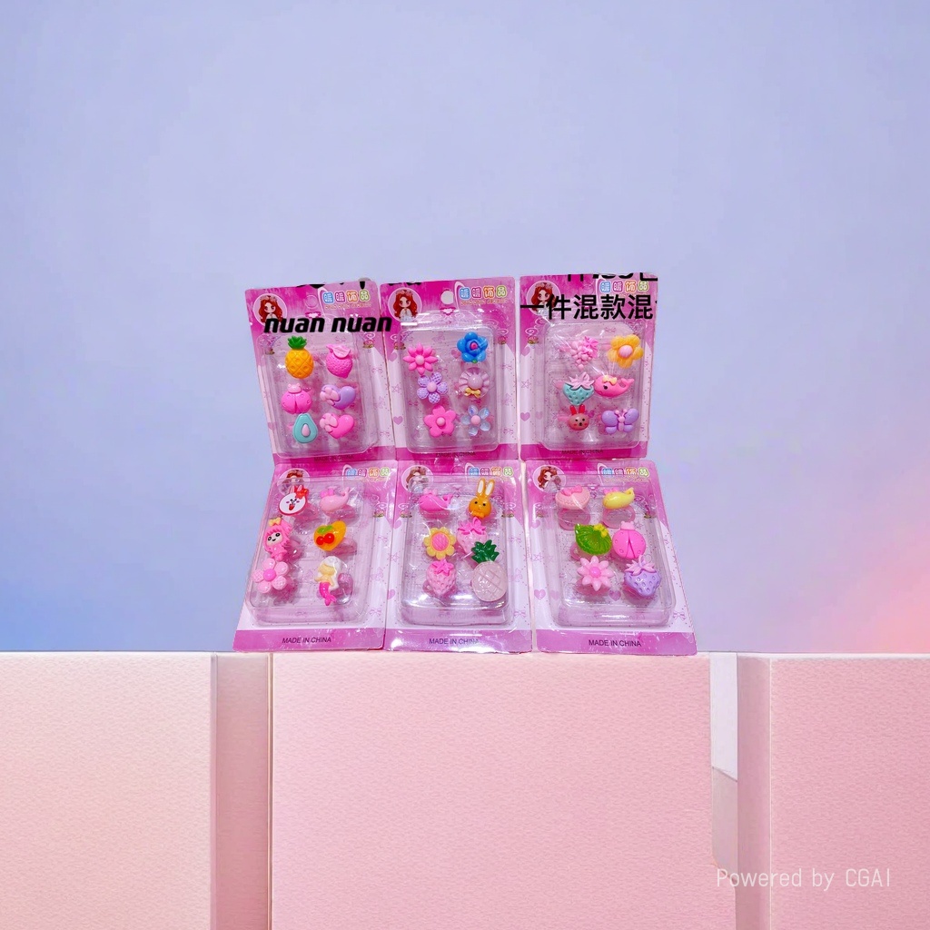 Cute cartoon-shaped children's ring set, decorative gift box, including necklace, projection camera, children's cosmetics, trendy toys details Picture