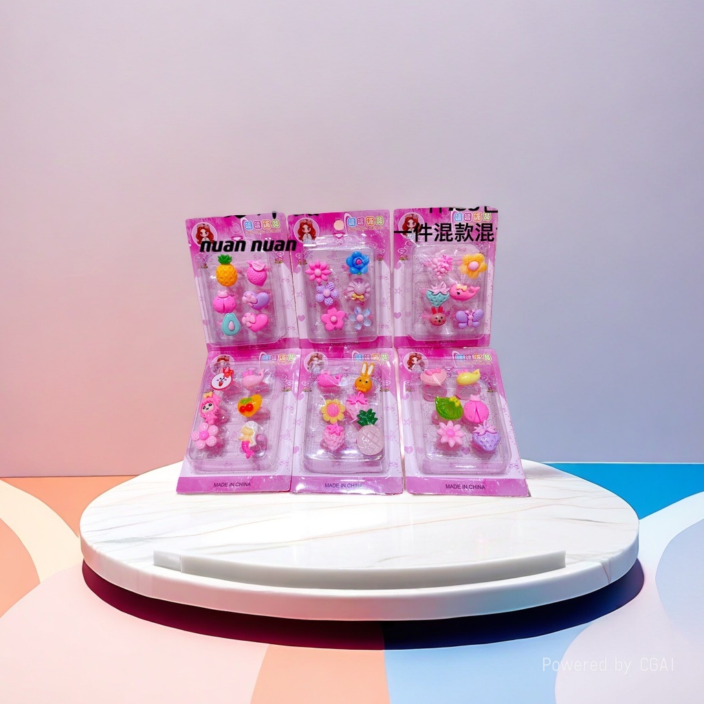 Cute cartoon-shaped children's ring set, decorative gift box, including necklace, projection camera, children's cosmetics, trendy toys Specification image