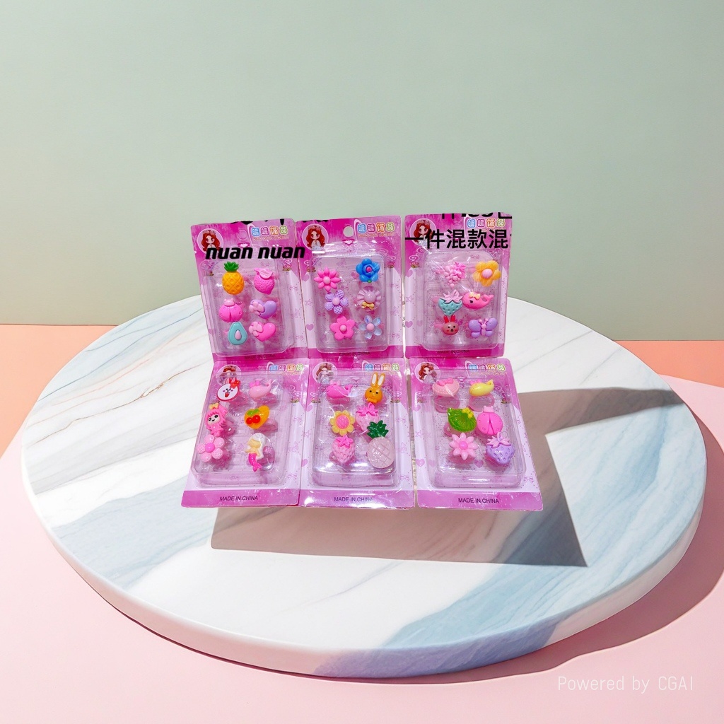 Cute cartoon-shaped children's ring set, decorative gift box, including necklace, projection camera, children's cosmetics, trendy toys