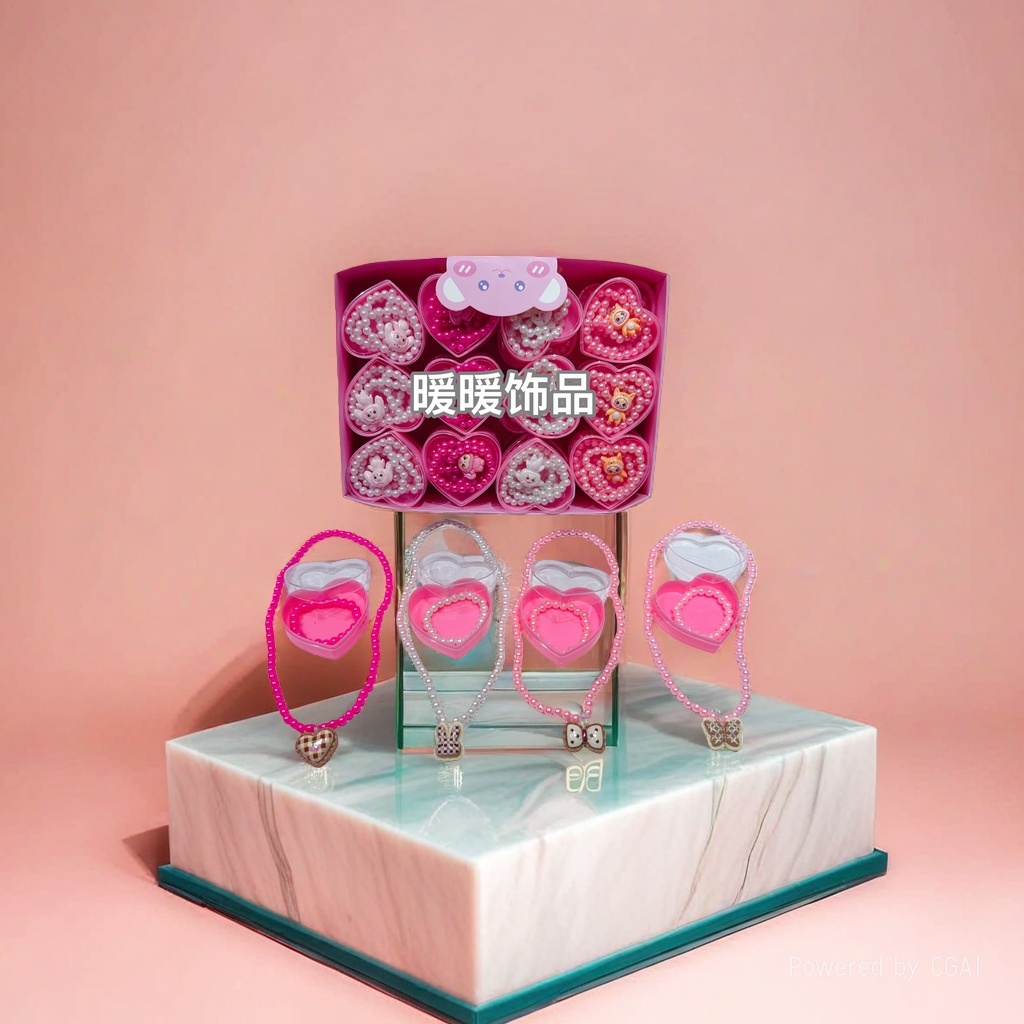 Pink heart-shaped warm accessory gift box, souvenir packaging box, gift box set Application Scenario