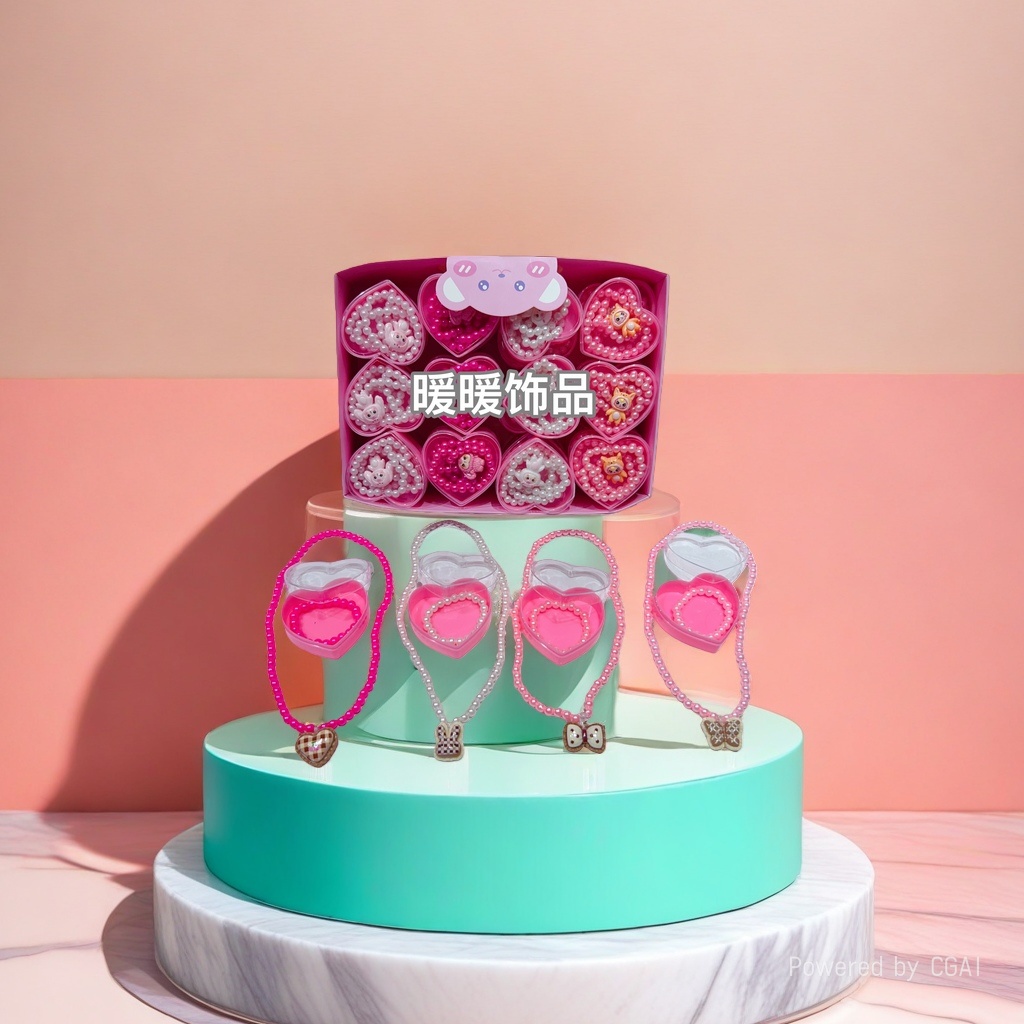 Pink heart-shaped warm accessory gift box, souvenir packaging box, gift box set details Picture