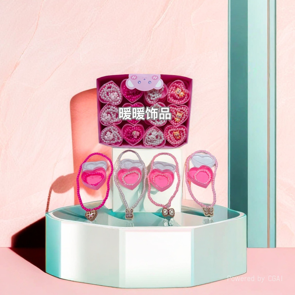 Pink heart-shaped warm accessory gift box, souvenir packaging box, gift box set