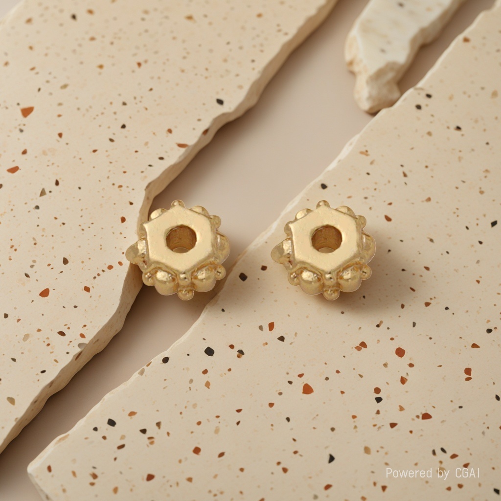 Color-preserving gold-plated bracelet beads, stringing beads, loose beads, diy handmade jewelry accessory materials, hexagonal polka dot spacers