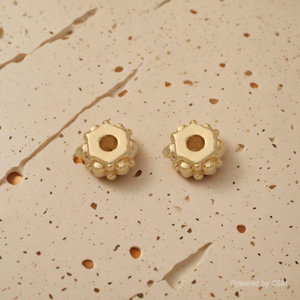 Color-preserving gold-plated bracelet beads, stringing beads, loose beads, diy handmade jewelry accessory materials, hexagonal polka dot spacers details Picture