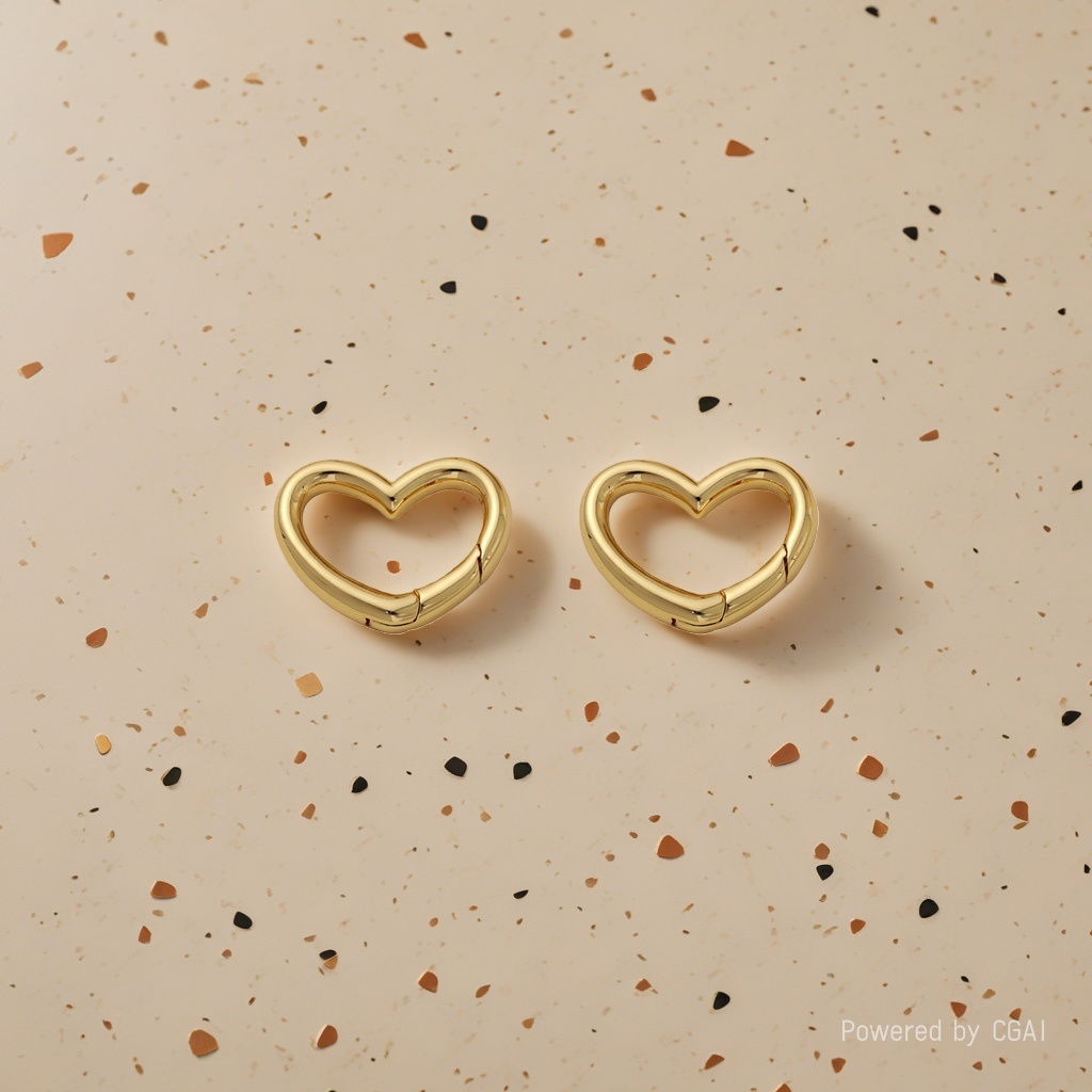 Copper-plated real gold heart-shaped spring connection buckle Baroque-style keychain DIY accessory