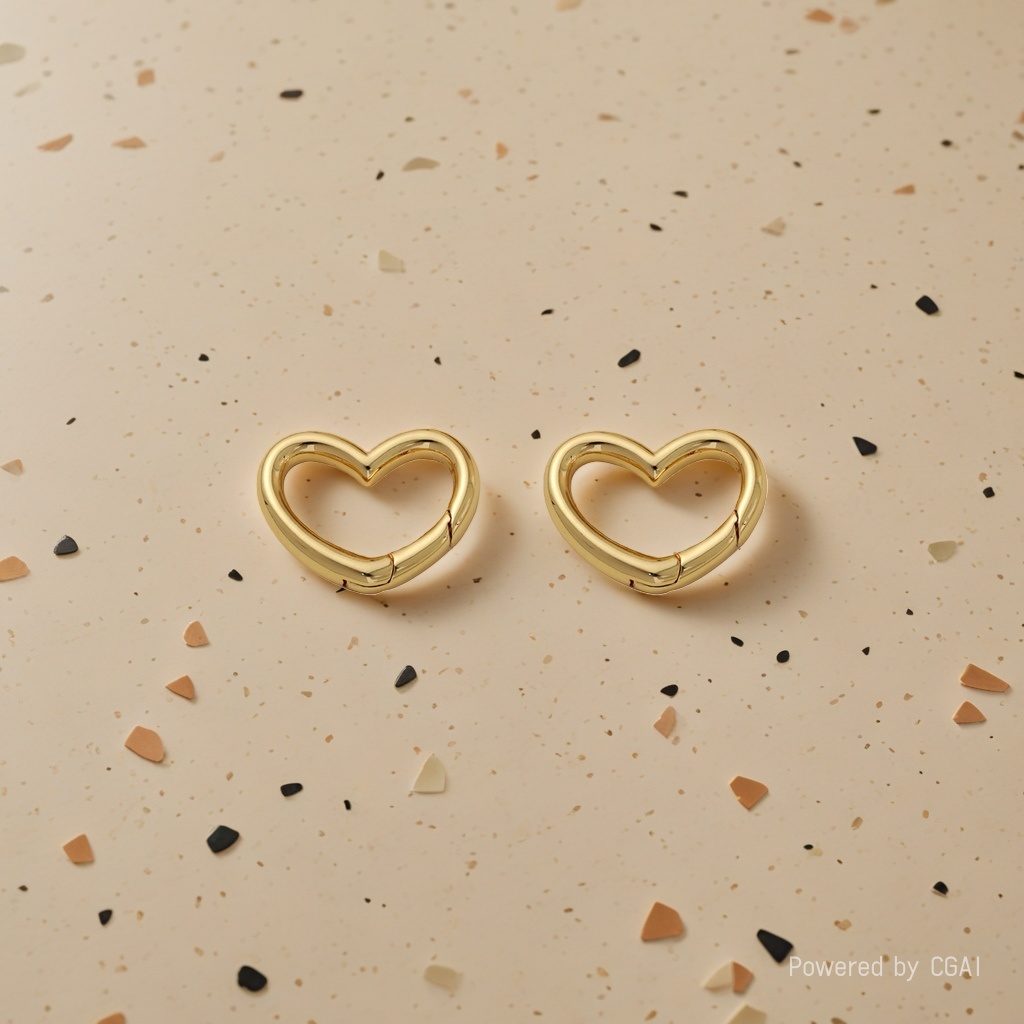 Copper-plated real gold heart-shaped spring connection buckle Baroque-style keychain DIY accessory details Picture