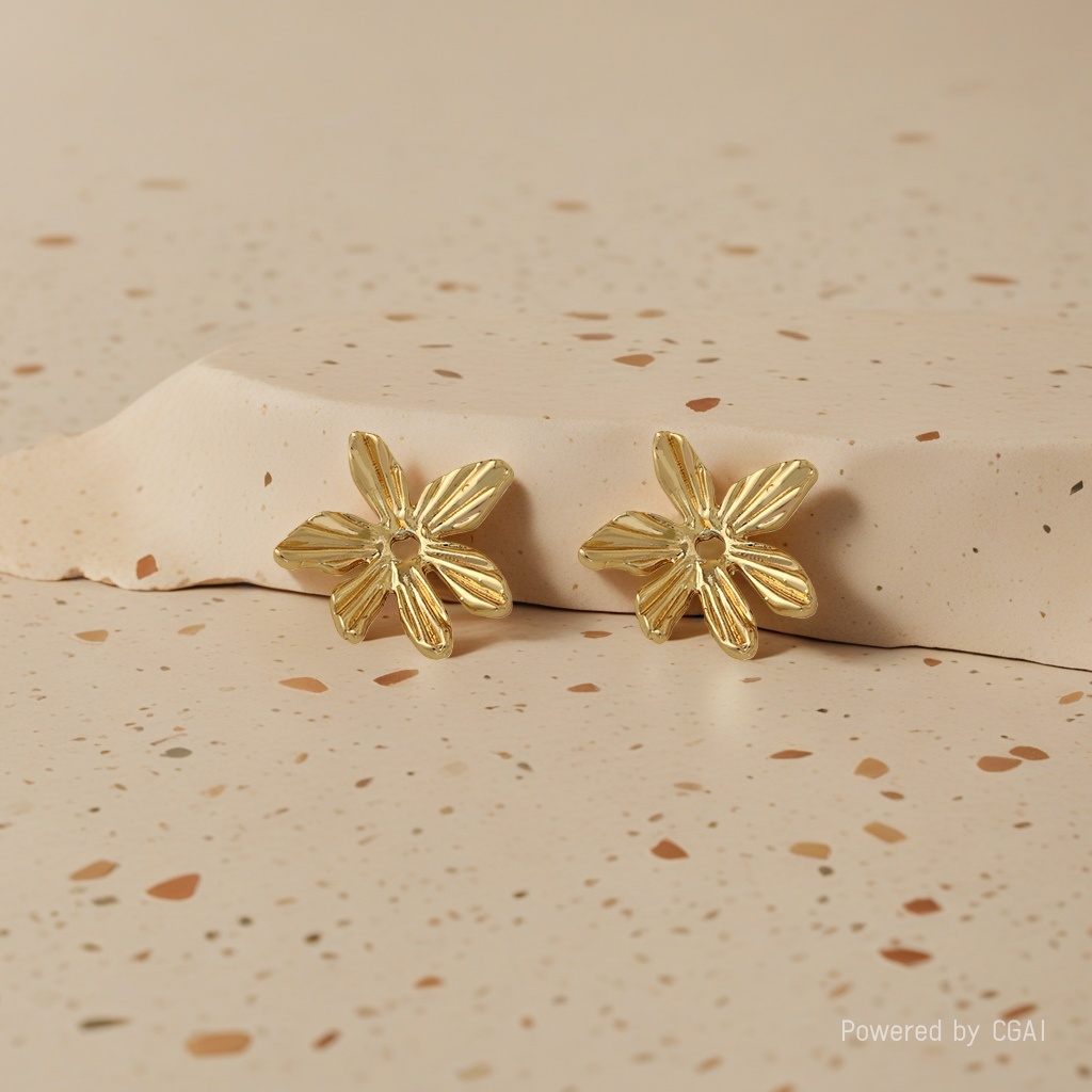 diy gold-plated accessories for golden flower stud earrings
