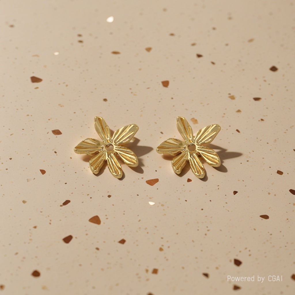 diy gold-plated accessories for golden flower stud earrings details Picture