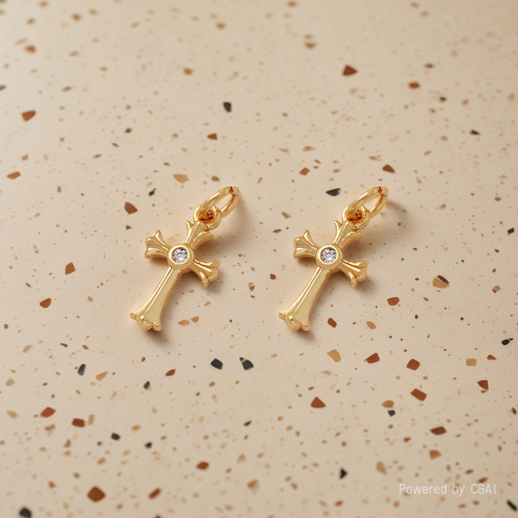 Cross-shaped jewelry accessories, golden alloy universal DIY handcrafted decoration