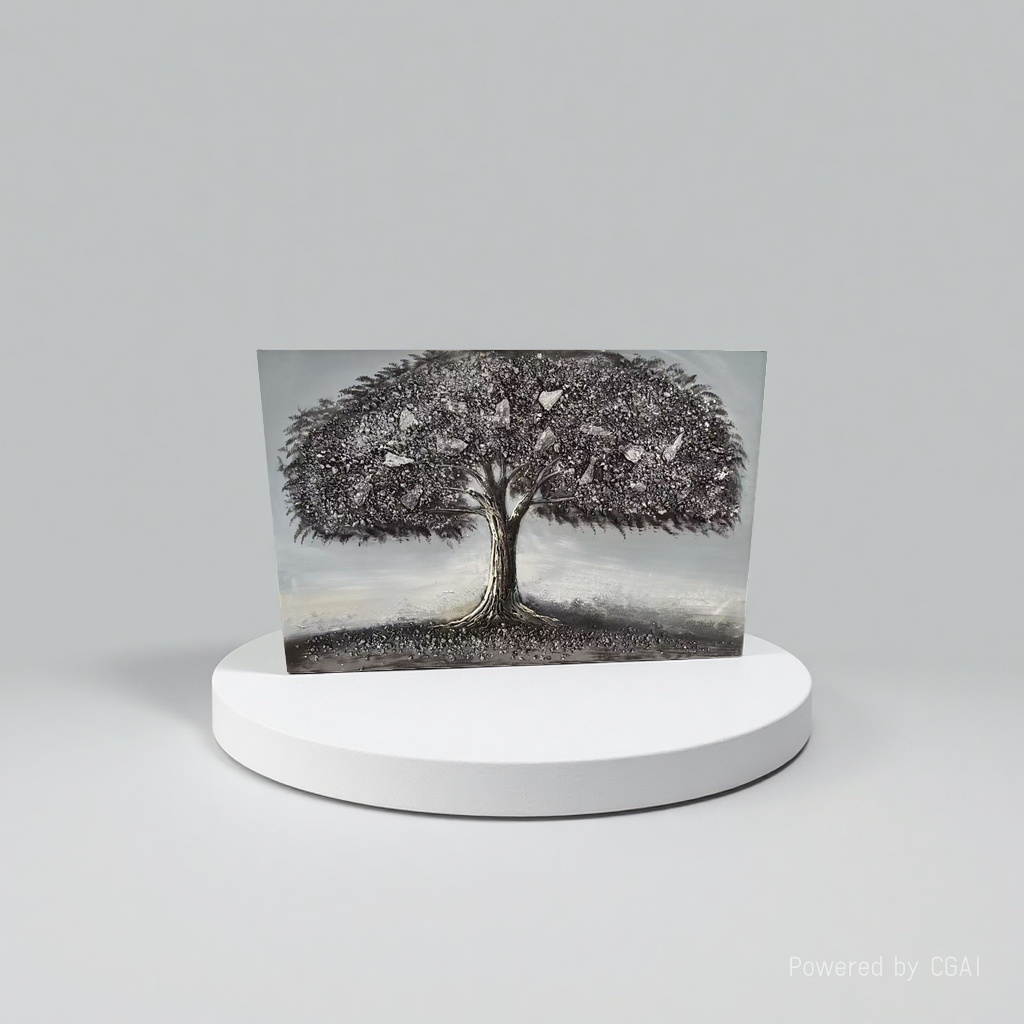 This black and white abstract tree calligraphy and painting modern and simple living room decoration painting, other calligraphy and painting. If you want a sense of luxury when decorating your home, this painting is a pure hand-drawn thick-textured money tree with a black and white color combination that goes well with all kinds of decoration details Picture