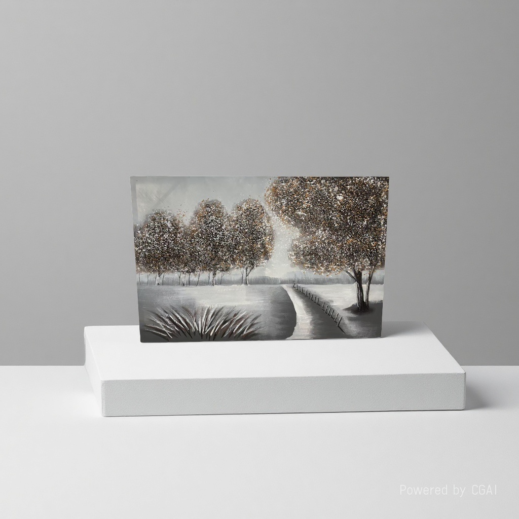 This black and white abstract tree calligraphy and painting modern and simple living room decoration painting, other calligraphy and painting. If you want a sense of luxury when decorating your home, this painting is a pure hand-drawn thick-textured money tree with a black and white color combination that goes well with all kinds of decoration Specification image
