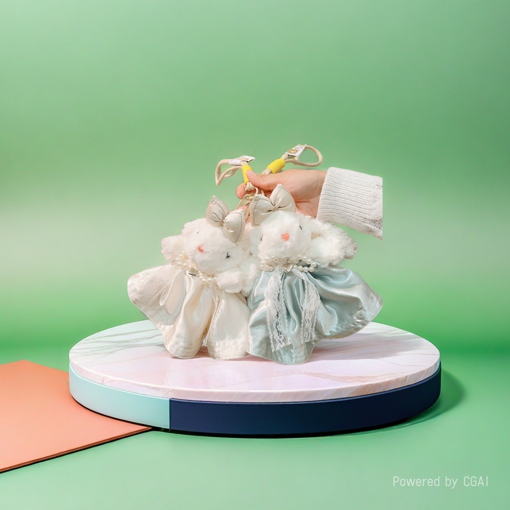 Cute plush rabbit large intestine hair band, hair accessory and hair rope Application Scenario