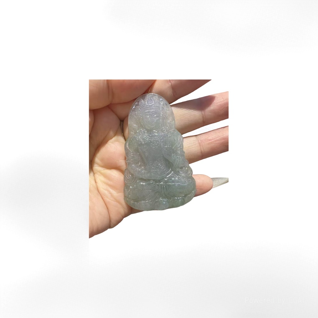 Natural jade Buddha statue pendant with 8mm jade bracelet, crystal necklace and jade jewelry set